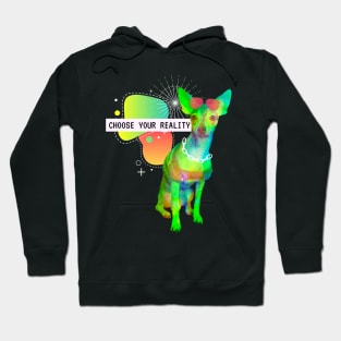 Chihuahua Reality Vaporwave Party Techno Glitch Hoodie